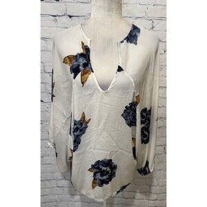 Winston White Floral Flowy Open Back V-neck Blouse Top Size XS/S